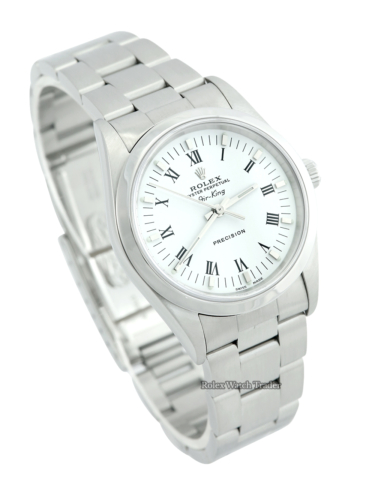 Rolex Air-King 14000M White Roman Numeral Dial Rolex Service For Sale Available Purchase Buy Online with Part Exchange or Direct Sale Manchester North West England UK Great Britain Buy Today Free Next Day Delivery Warranty Luxury Watch Watches