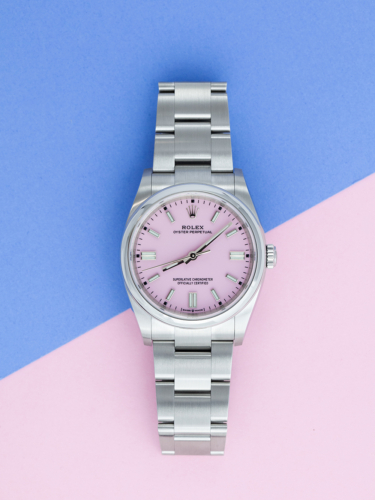 Candy pink dial Rolex Oyster Perpetual 126000 For Sale Available Purchase Buy Online with Part Exchange or Direct Sale Manchester North West England UK Great Britain Buy Today Free Next Day Delivery Warranty Luxury Watch Watches