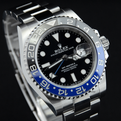 Rolex GMT-Master II 126710BLNR Oyster Batman Unworn June 2022 with Factory Stickers For Sale Available Purchase Buy Online with Part Exchange or Direct Sale Manchester North West England UK Great Britain Buy Today Free Next Day Delivery Warranty Luxury Watch Watches