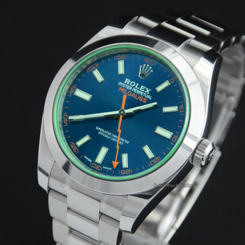 Rolex Milgauss 116400GV Blue Dial Unworn For Sale Available Purchase Buy Online with Part Exchange or Direct Sale Manchester North West England UK Great Britain Buy Today Free Next Day Delivery Warranty Luxury Watch Watches