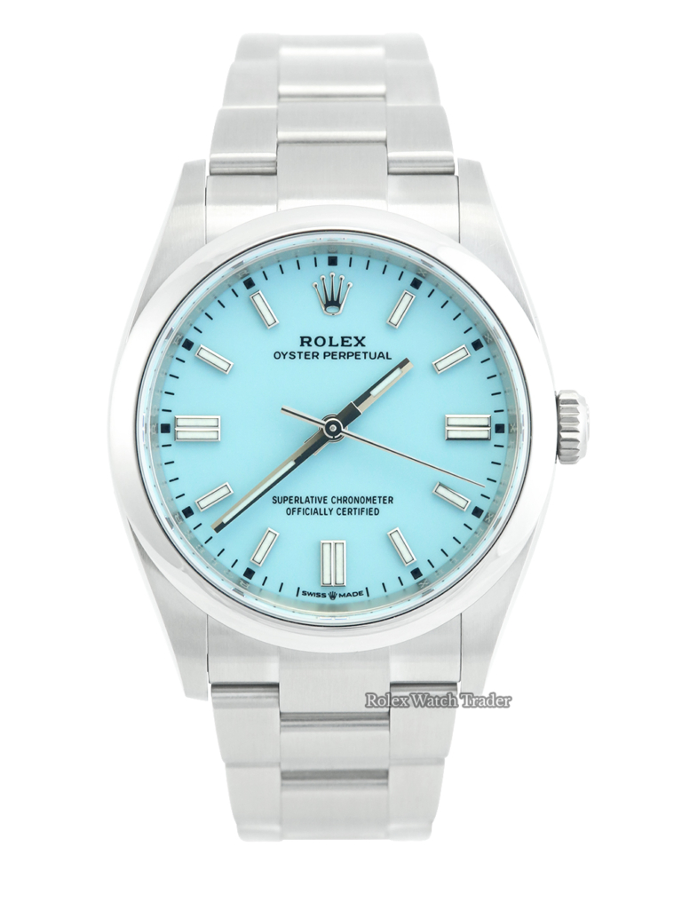 Rolex Oyster Perpetual 36 Tiffany Dial 2022 UNWORN For Sale Available Purchase Buy Online with Part Exchange or Direct Sale Manchester North West England UK Great Britain Buy Today Free Next Day Delivery Warranty Luxury Watch Watches