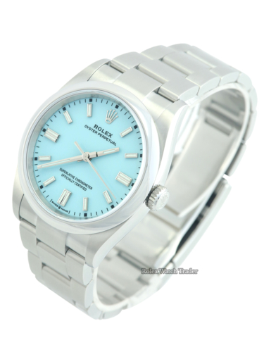Rolex Oyster Perpetual 36 Tiffany Dial 2022 UNWORN For Sale Available Purchase Buy Online with Part Exchange or Direct Sale Manchester North West England UK Great Britain Buy Today Free Next Day Delivery Warranty Luxury Watch Watches