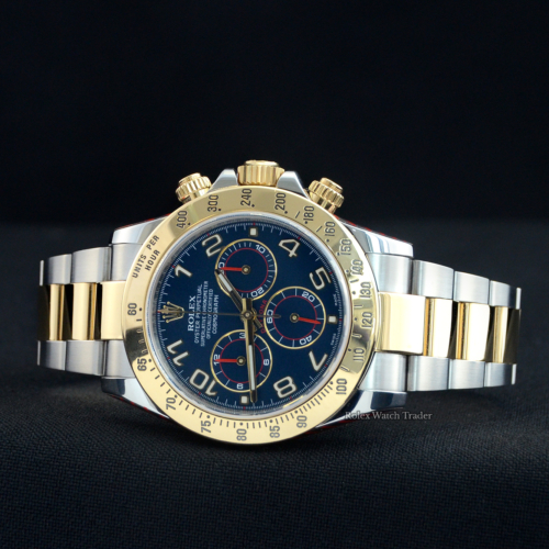 Rolex Daytona 116523 Bi-Metal Rolex Service Unworn with Service Stickers For Sale Available Purchase Buy Online with Part Exchange or Direct Sale Manchester North West England UK Great Britain Buy Today Free Next Day Delivery Warranty Luxury Watch Watches