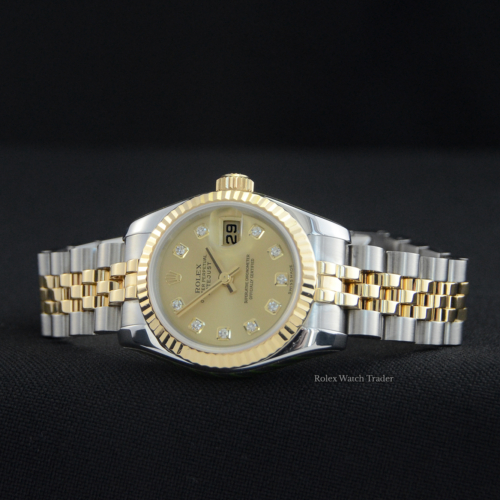 Rolex Lady-Datejust Champagne Diamond Dot Dial 17917 26mm Serviced by Rolex Unworn with Stickers For Sale Available Purchase Buy Online with Part Exchange or Direct Sale Manchester North West England UK Great Britain Buy Today Free Next Day Delivery Warranty Luxury Watch Watches