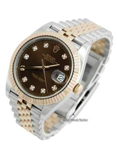 Rolex Datejust 41 Bi-Metal Jubilee Chocolate Diamond Dot Dial For Sale Available Purchase Buy Online with Part Exchange or Direct Sale Manchester North West England UK Great Britain Buy Today Free Next Day Delivery Warranty Luxury Watch Watches