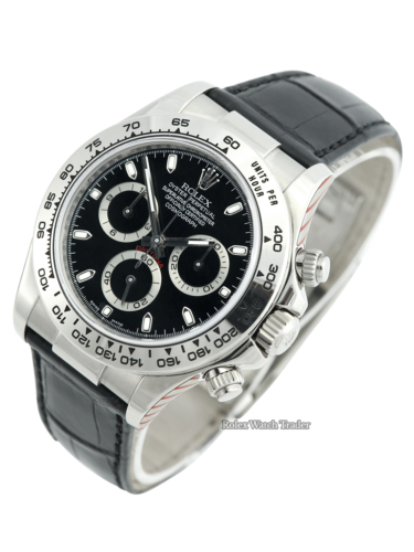 Rolex Daytona 116519 White Gold Black Dial Serviced by Rolex For Sale Available Purchase Buy Online with Part Exchange or Direct Sale Manchester North West England UK Great Britain Buy Today Free Next Day Delivery Warranty Luxury Watch Watches