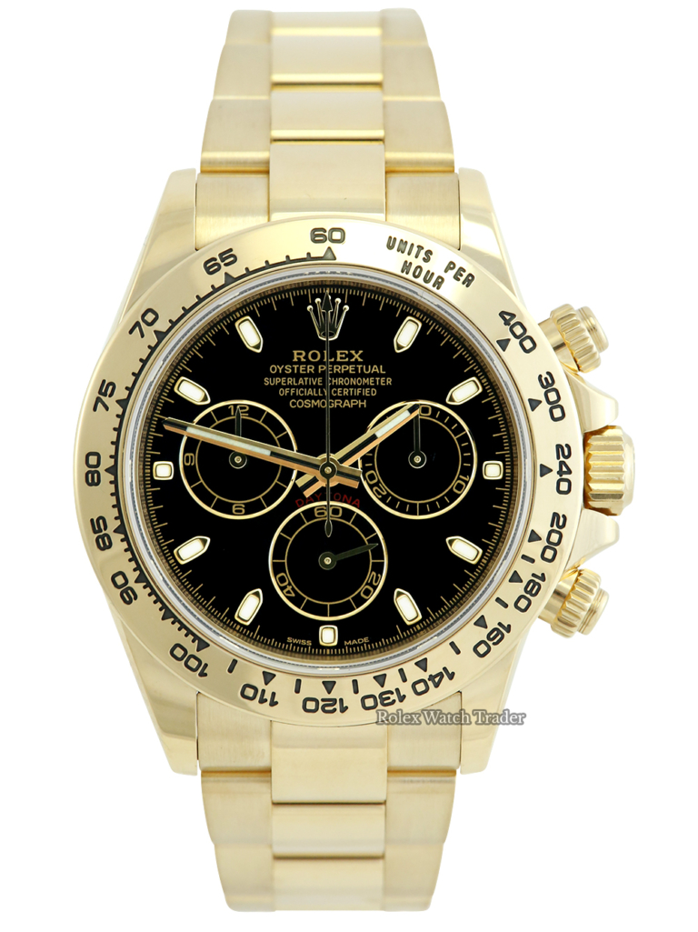 Rolex Daytona 116508 Yellow Gold Black Dial For Sale Available Purchase Buy Online with Part Exchange or Direct Sale Manchester North West England UK Great Britain Buy Today Free Next Day Delivery Warranty Luxury Watch Watches