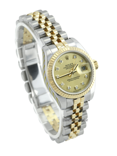 Rolex Lady-Datejust Champagne Diamond Dot Dial 17917 26mm Serviced by Rolex Unworn with Stickers For Sale Available Purchase Buy Online with Part Exchange or Direct Sale Manchester North West England UK Great Britain Buy Today Free Next Day Delivery Warranty Luxury Watch Watches