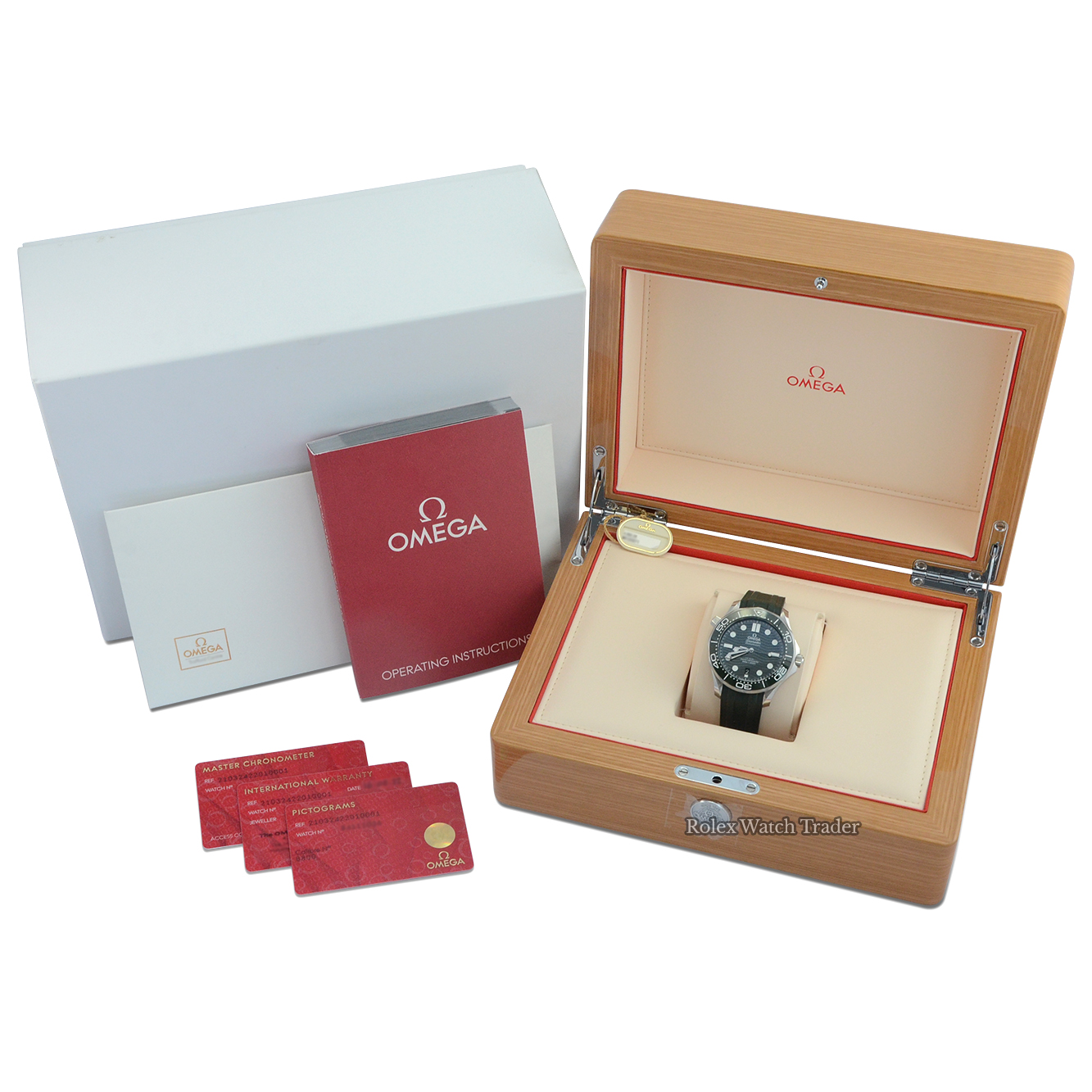 Box & papers Omega Diver 300M Co‑Axial Master Chronometer 42mm 2022 Unworn Green Dial For Sale Available Purchase Buy Online with Part Exchange or Direct Sale Manchester North West England UK Great Britain Buy Today Free Next Day Delivery Warranty Luxury Watch Watches