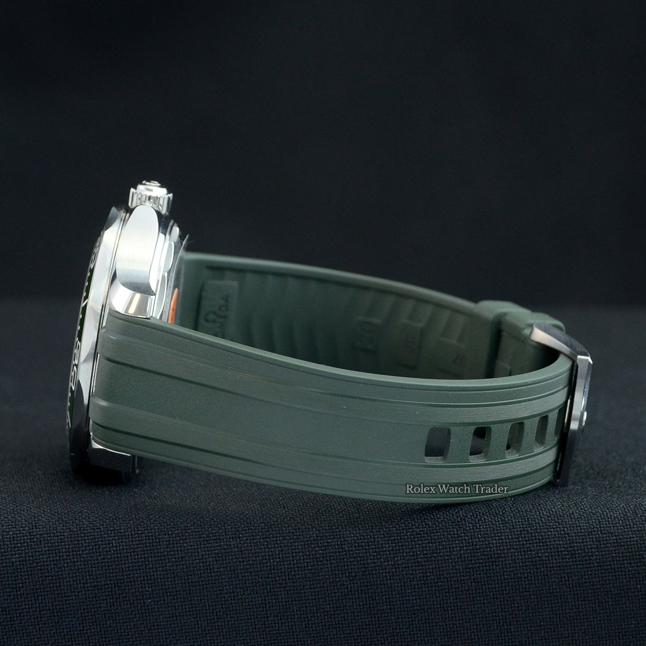 6 o'clock bracelet side Omega Diver 300M Co‑Axial Master Chronometer 42mm 2022 Unworn Green Dial For Sale Available Purchase Buy Online with Part Exchange or Direct Sale Manchester North West England UK Great Britain Buy Today Free Next Day Delivery Warranty Luxury Watch Watches