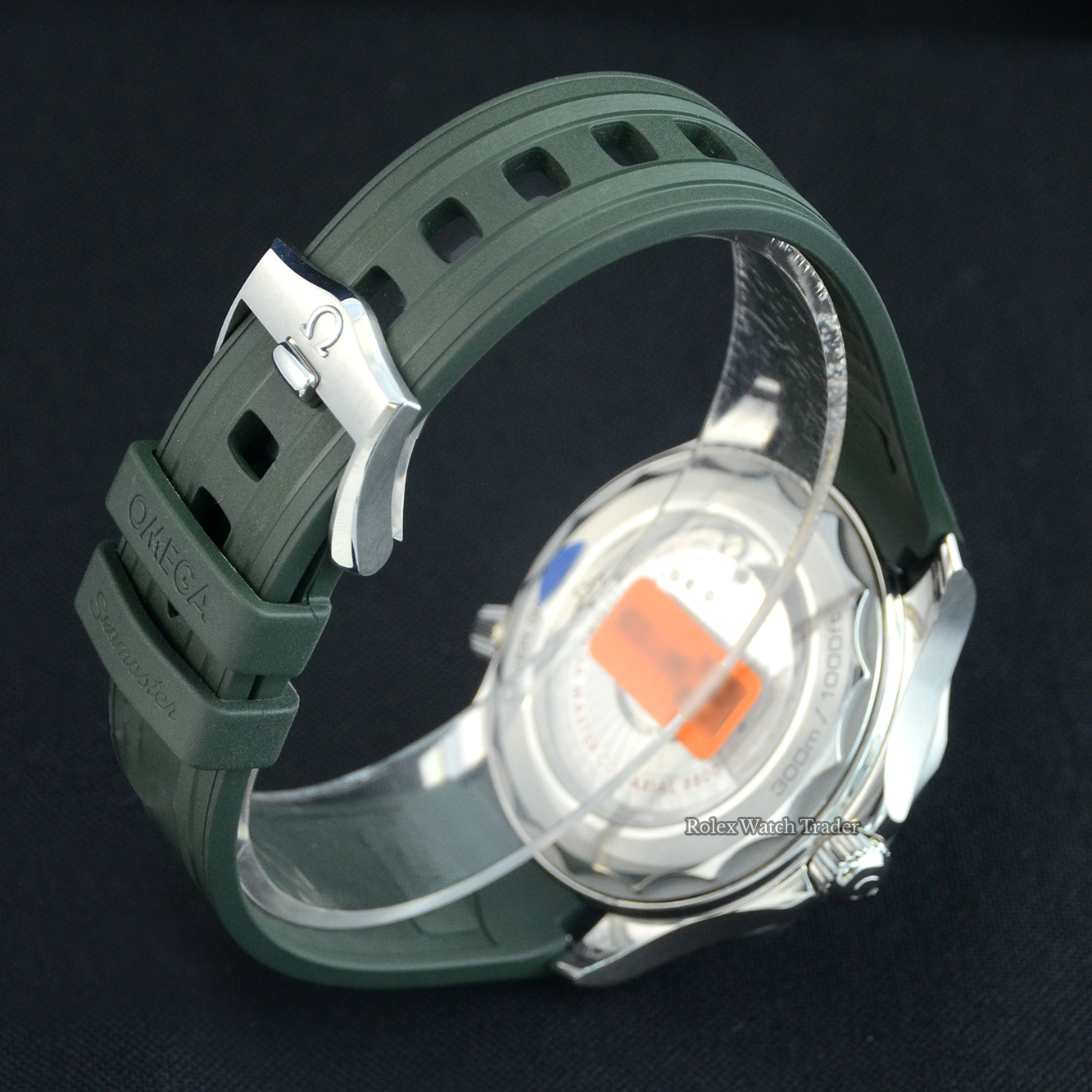 Clasp & bracelet detail Omega Diver 300M Co‑Axial Master Chronometer 42mm 2022 Unworn Green Dial For Sale Available Purchase Buy Online with Part Exchange or Direct Sale Manchester North West England UK Great Britain Buy Today Free Next Day Delivery Warranty Luxury Watch Watches