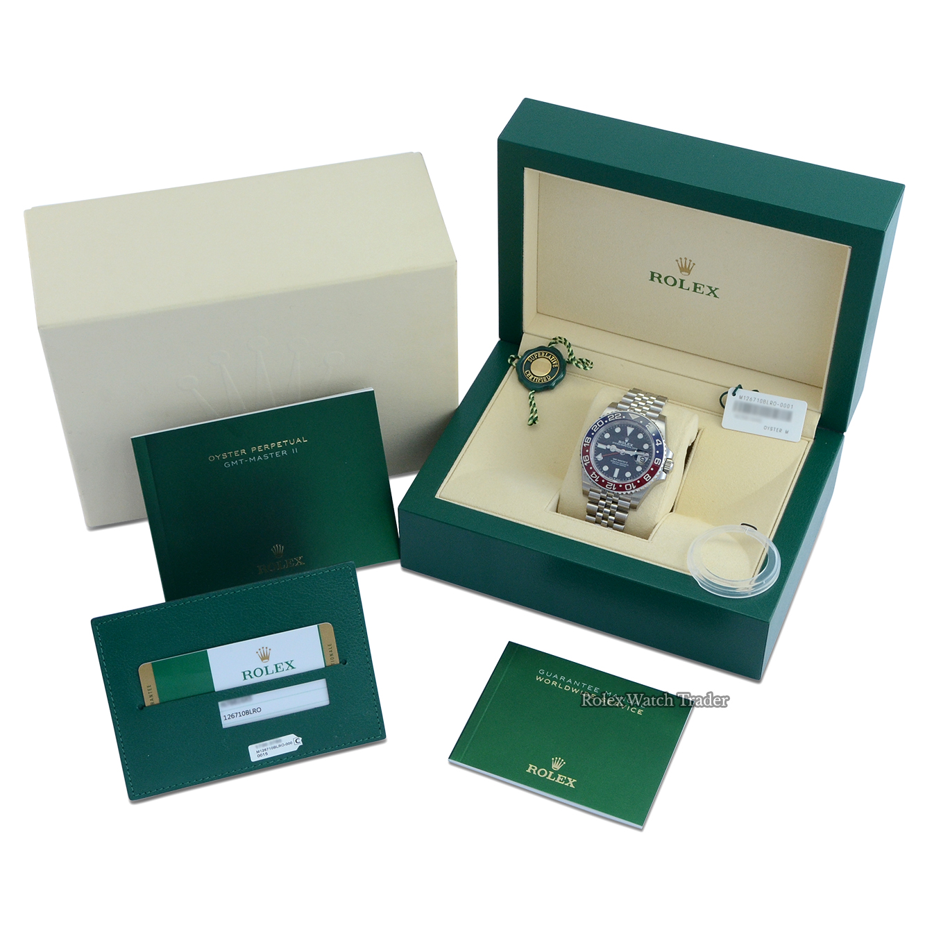 Box & papers Rolex GMT-Master II 126710BLRO Oyster "PEPSI" UK 2019 Unworn Full Stickers For Sale Available Purchase Buy Online with Part Exchange or Direct Sale Manchester North West England UK Great Britain Buy Today Free Next Day Delivery Warranty Luxury Watch Watches