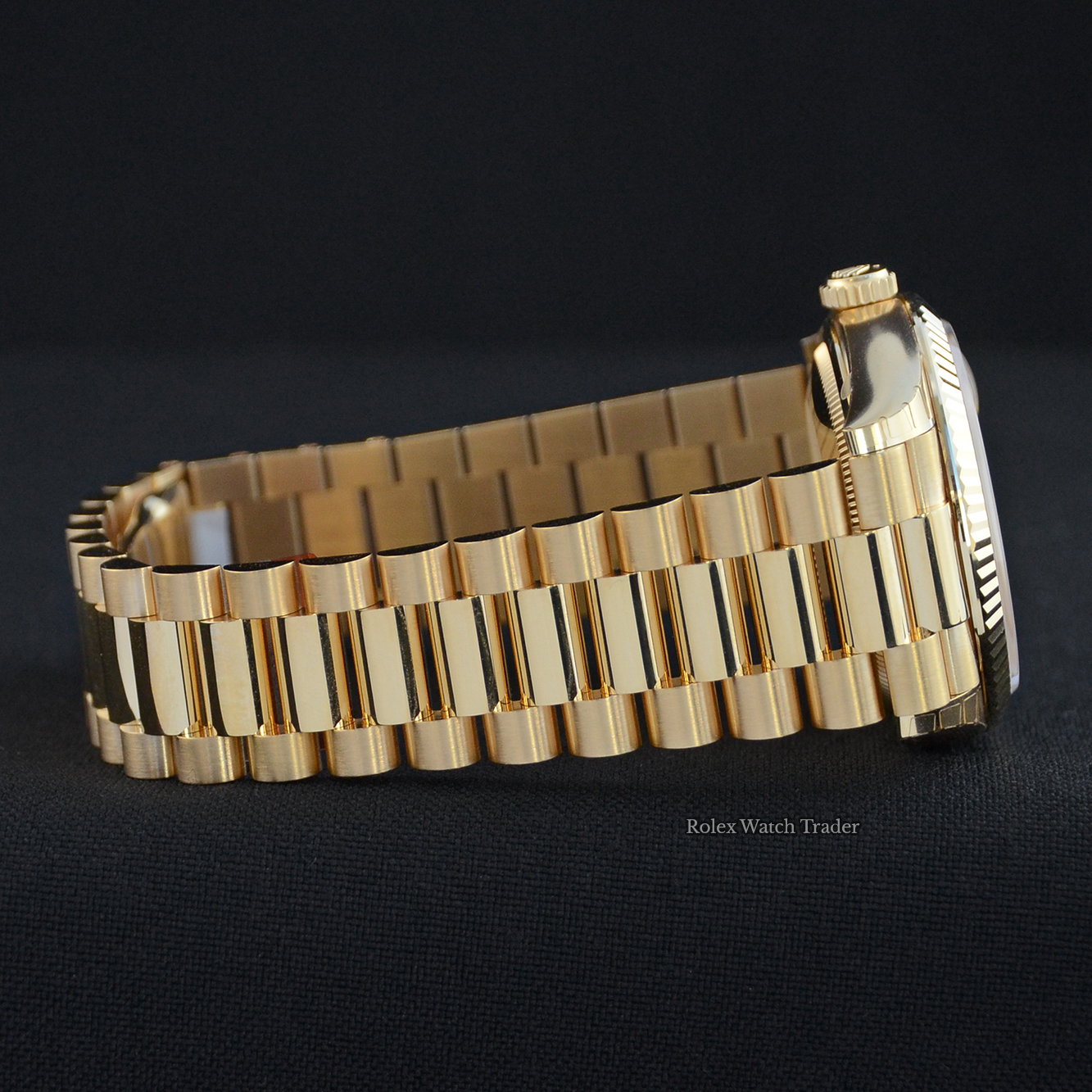 12 o'clock bracelet side Rolex Day-Date 36mm 128238 Unworn 2022 Fully Stickered For Sale Available Purchase Buy Online with Part Exchange or Direct Sale Manchester North West England UK Great Britain Buy Today Free Next Day Delivery Warranty Luxury Watch Watches