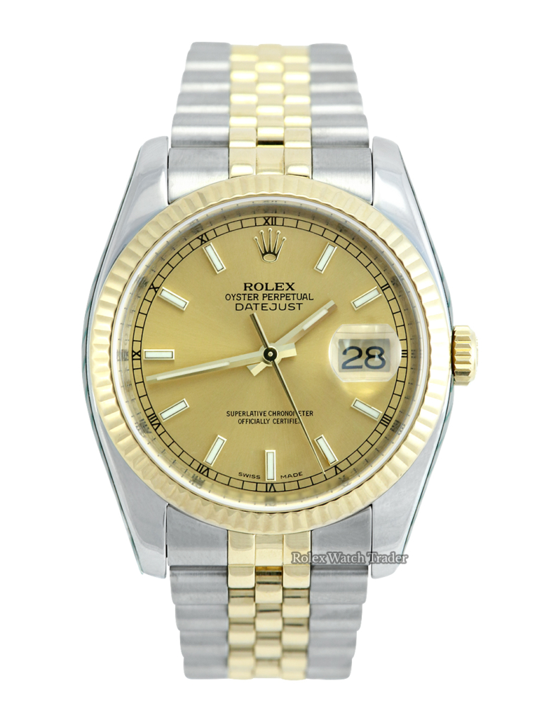 Rolex Datejust 36 116233 Serviced by Rolex with Service Stickers and Unworn Since For Sale Available Purchase Buy Online with Part Exchange or Direct Sale Manchester North West England UK Great Britain Buy Today Free Next Day Delivery Warranty Luxury Watch Watches