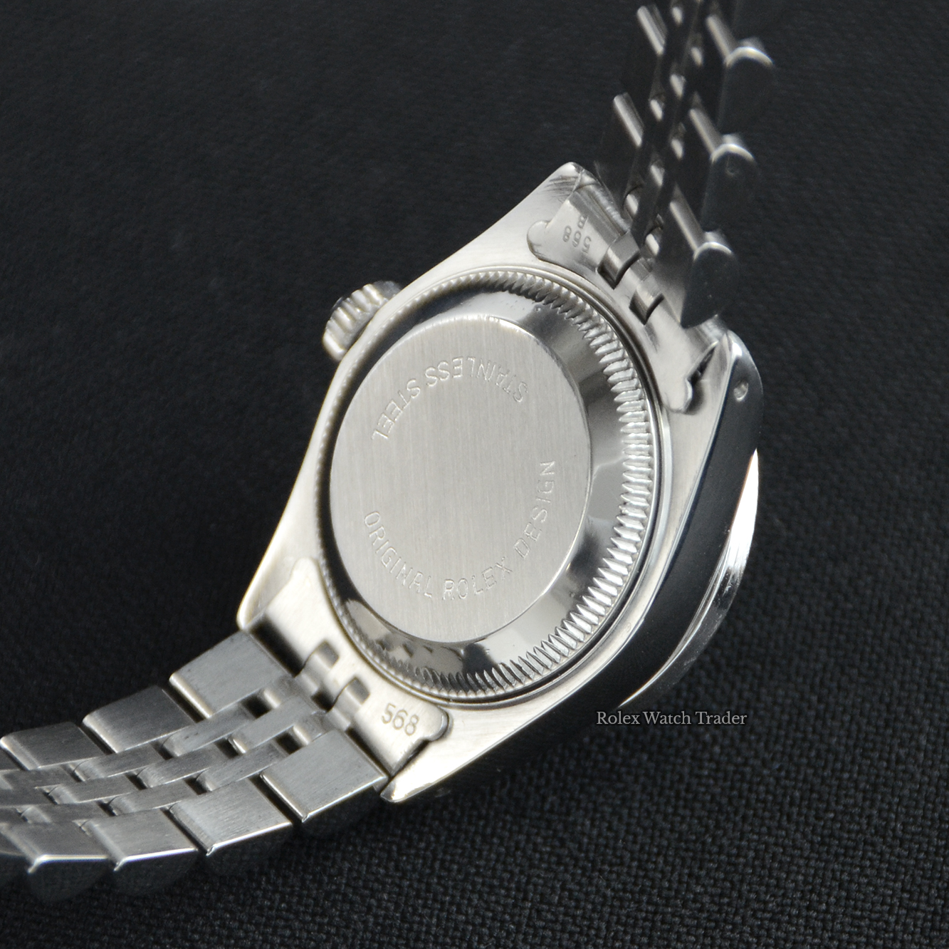 Case back detail Rolex Lady-Datejust 26mm 69174 Gem Set Bezel Black Diamond Dot Dial For Sale Available Purchase Buy Online with Part Exchange or Direct Sale Manchester North West England UK Great Britain Buy Today Free Next Day Delivery Warranty Luxury Watch Watches