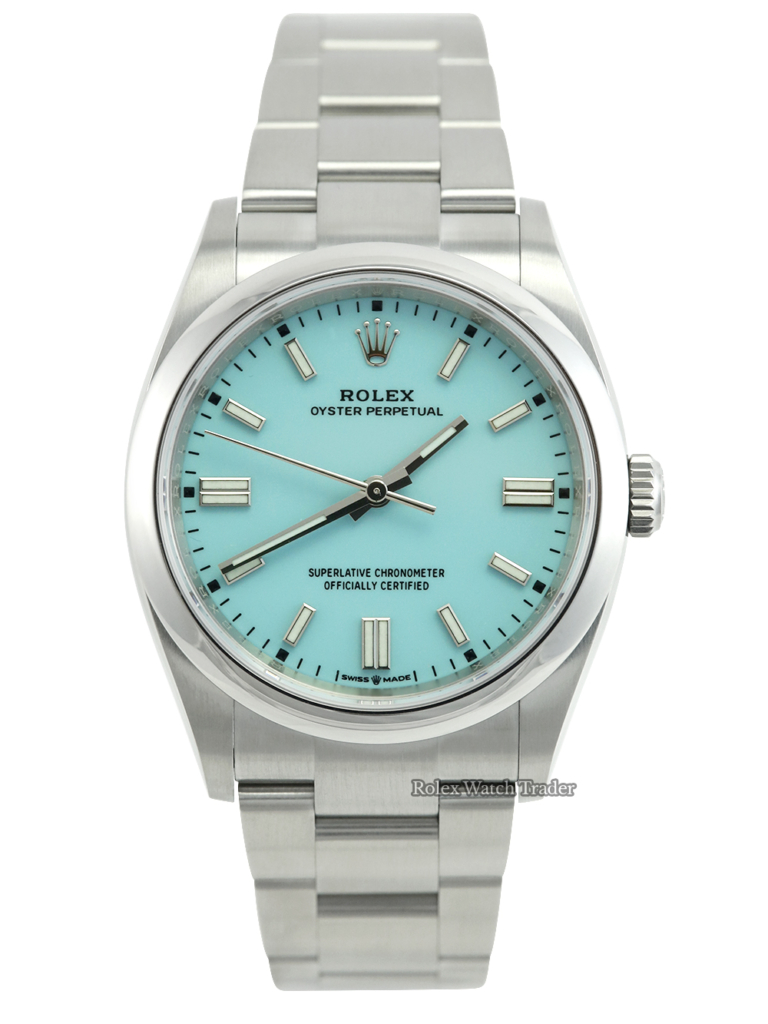 Rolex Oyster Perpetual 36 126000 36mm Tiffany Dial 2022 UNWORN For Sale Available Purchase Buy Online with Part Exchange or Direct Sale Manchester North West England UK Great Britain Buy Today Free Next Day Delivery Warranty Luxury Watch Watches