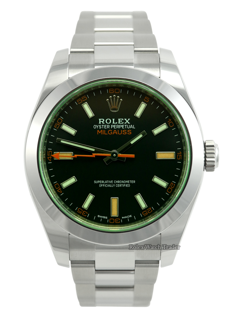 Rolex Milgauss 116400GV Black Dial 2022 Unworn For Sale Available Purchase Buy Online with Part Exchange or Direct Sale Manchester North West England UK Great Britain Buy Today Free Next Day Delivery Warranty Luxury Watch Watches