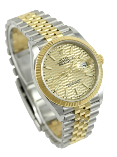 Rolex Datejust 36 36mm 126233 Golden Fluted-Motif Dial Complete Set For Sale Available Purchase Buy Online with Part Exchange or Direct Sale Manchester North West England UK Great Britain Buy Today Free Next Day Delivery Warranty Luxury Watch Watches