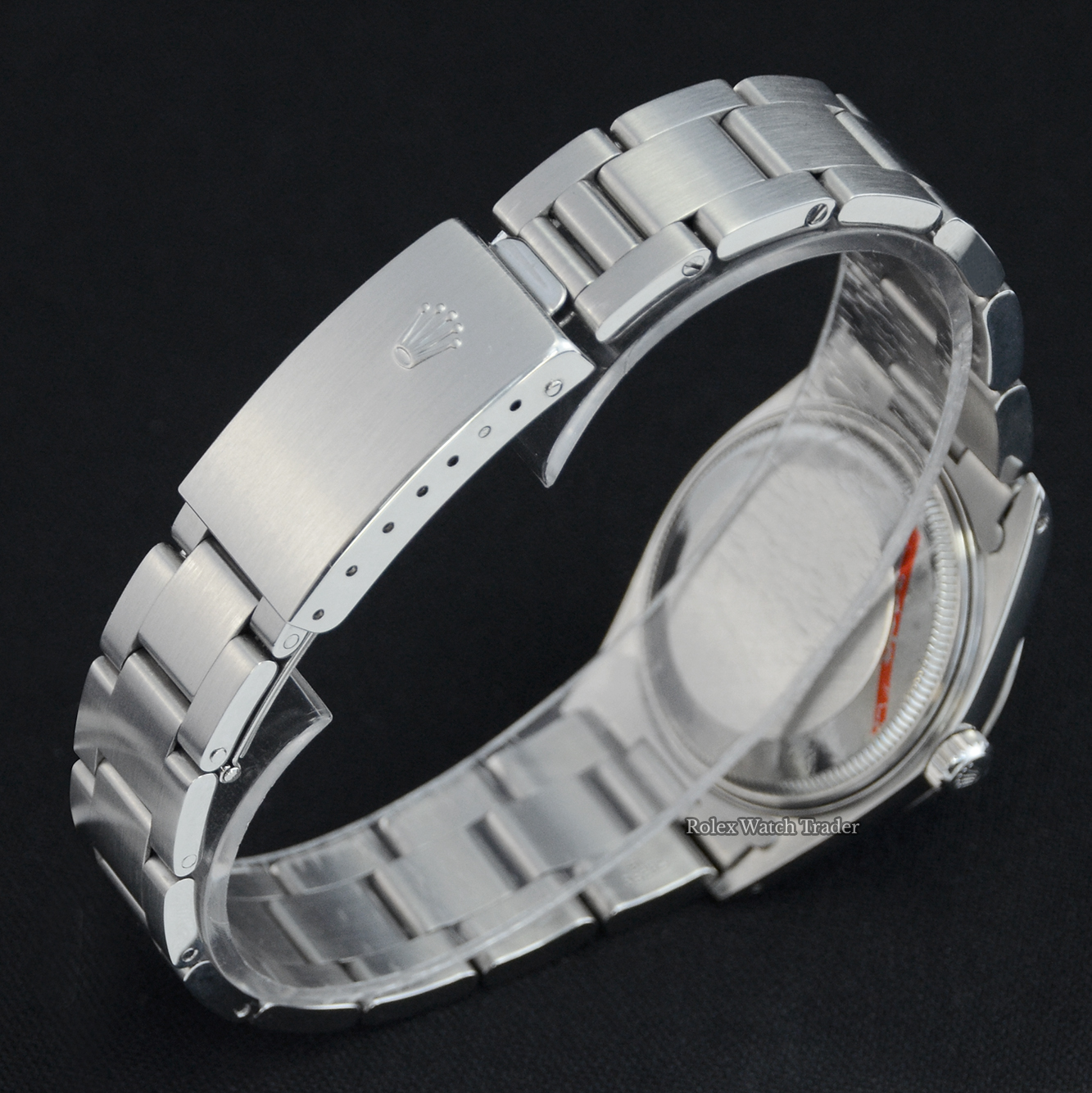 Clasp & bracelet detail Rolex Air King Date 5700 Black Dial For Sale Available Purchase Buy Online with Part Exchange or Direct Sale Manchester North West England UK Great Britain Buy Today Free Next Day Delivery Warranty Luxury Watch Watches