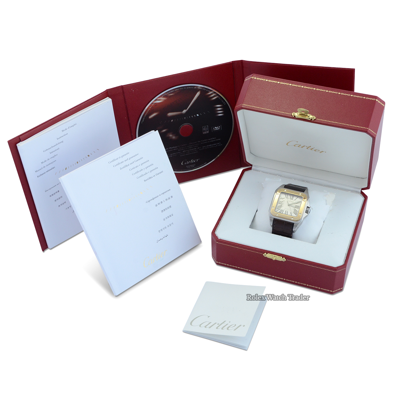Box & papers Cartier Santos 100 Xl 2656 White Dial For Sale Available Purchase Buy Online with Part Exchange or Direct Sale Manchester North West England UK Great Britain Buy Today Free Next Day Delivery Warranty Luxury Watch Watches