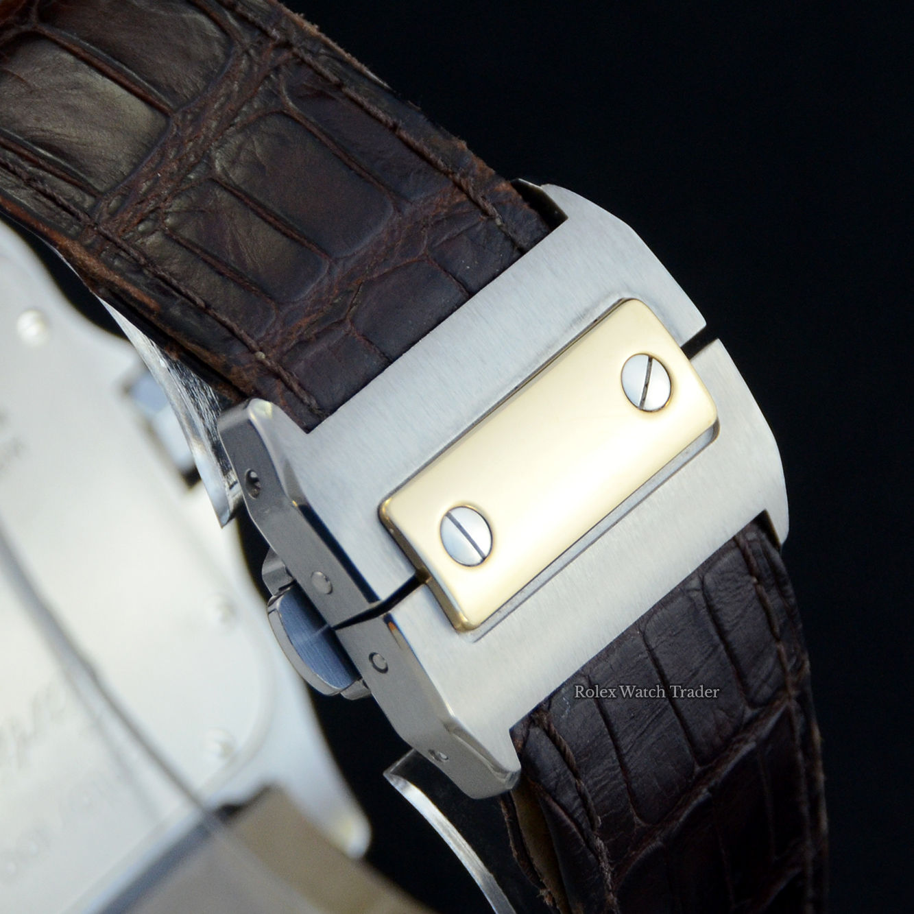 Clasp detail Cartier Santos 100 Xl 2656 White Dial For Sale Available Purchase Buy Online with Part Exchange or Direct Sale Manchester North West England UK Great Britain Buy Today Free Next Day Delivery Warranty Luxury Watch Watches