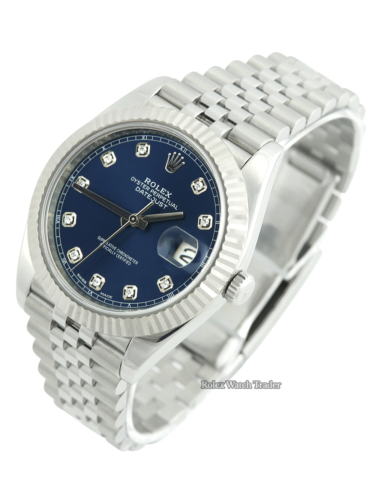Rolex Datejust 41 126334 Blue Diamond Dot Dial For Sale Available Purchase Buy Online with Part Exchange or Direct Sale Manchester North West England UK Great Britain Buy Today Free Next Day Delivery Warranty Luxury Watch Watches