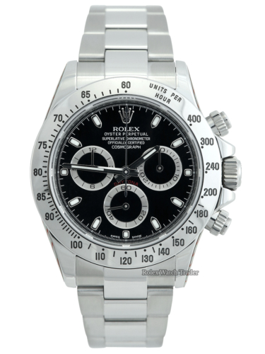 Rolex Daytona 116520 Black Dial Serviced by Rolex 05/23 Unworn Since For Sale Available Purchase Buy Online with Part Exchange or Direct Sale Manchester North West England UK Great Britain Buy Today Free Next Day Delivery Warranty Luxury Watch Watches