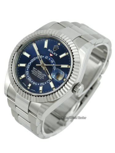 Rolex Sky-Dweller 326934 Blue Dial Unworn 2023 Complete Set For Sale Available Purchase Buy Online with Part Exchange or Direct Sale Manchester North West England UK Great Britain Buy Today Free Next Day Delivery Warranty Luxury Watch Watches
