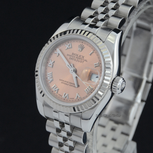 Rolex Lady-Datejust 179174 Pink Roman Numeral Dial For Sale Available Purchase Buy Online with Part Exchange or Direct Sale Manchester North West England UK Great Britain Buy Today Free Next Day Delivery Warranty Luxury Watch Watches
