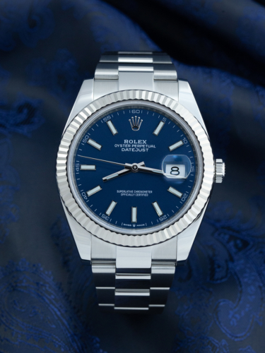 Rolex Datejust 41 126334 Blue Baton Complete Set 2020 For Sale Available Purchase Buy Online with Part Exchange or Direct Sale Manchester North West England UK Great Britain Buy Today Free Next Day Delivery Warranty Luxury Watch Watches