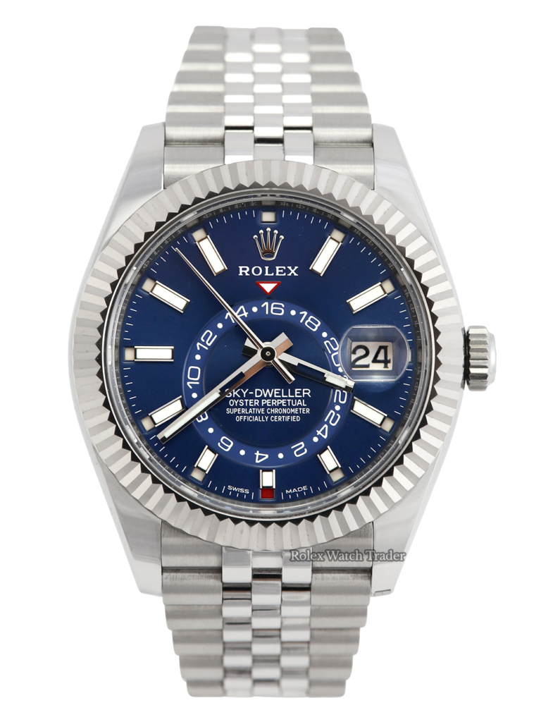 Rolex Sky-Dweller 326934 Blue Dial Jubilee 08/22 For Sale Available Purchase Buy Online with Part Exchange or Direct Sale Manchester North West England UK Great Britain Buy Today Free Next Day Delivery Warranty Luxury Watch Watches