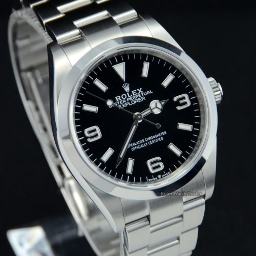 Rolex Explorer 124270 UK 08/2023 Unworn Unsized Complete Set For Sale Available Purchase Buy Online with Part Exchange or Direct Sale Manchester North West England UK Great Britain Buy Today Free Next Day Delivery Warranty Luxury Watch Watches