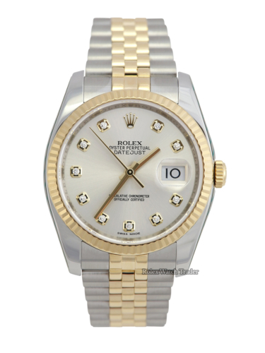Rolex Datejust 36 116233 Serviced by Rolex with Service Stickers and Unworn Since For Sale Available Purchase Buy Online with Part Exchange or Direct Sale Manchester North West England UK Great Britain Buy Today Free Next Day Delivery Warranty Luxury Watch Watches