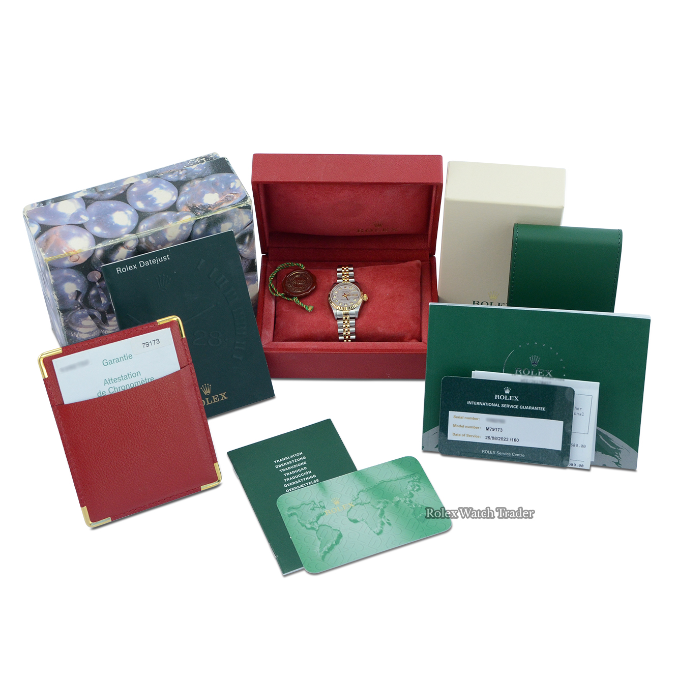 Box & papers Rolex Lady-Datejust 79173 26mm Metorite Diamond Dot Dial Serviced by Rolex Unworn Since For Sale Available Purchase Buy Online with Part Exchange or Direct Sale Manchester North West England UK Great Britain Buy Today Free Next Day Delivery Warranty Luxury Watch Watches