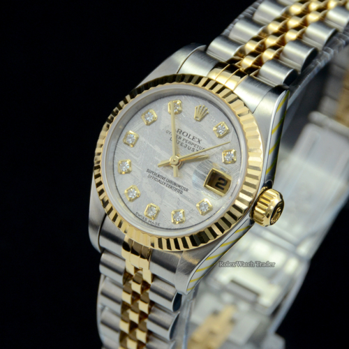 Rolex Lady-Datejust 79173 26mm Metorite Diamond Dot Dial Serviced by Rolex Unworn Since For Sale Available Purchase Buy Online with Part Exchange or Direct Sale Manchester North West England UK Great Britain Buy Today Free Next Day Delivery Warranty Luxury Watch Watches