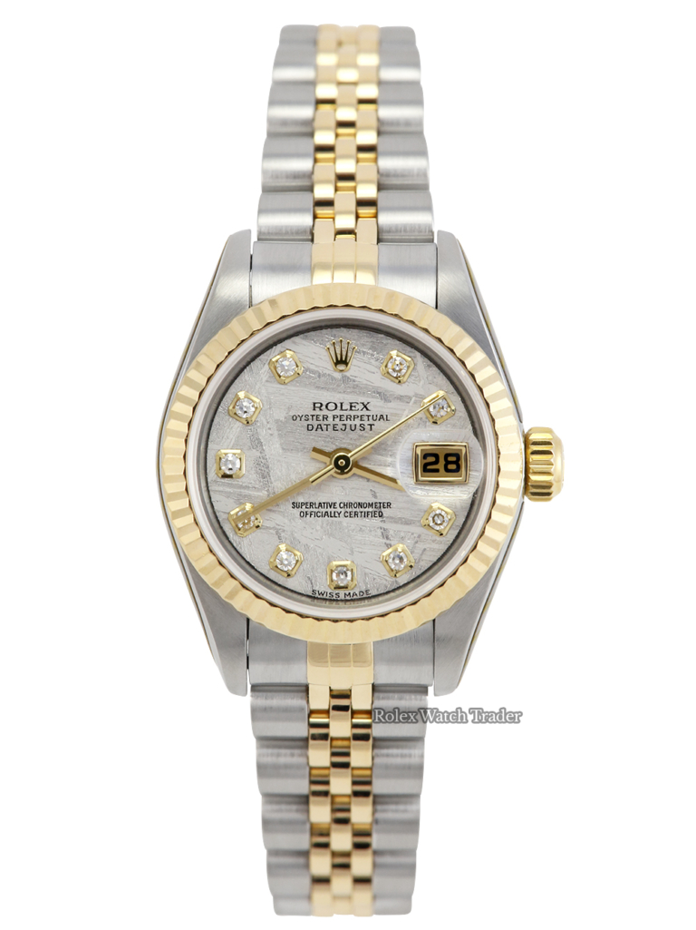 Rolex Lady-Datejust 79173 26mm Metorite Diamond Dot Dial Serviced by Rolex Unworn Since For Sale Available Purchase Buy Online with Part Exchange or Direct Sale Manchester North West England UK Great Britain Buy Today Free Next Day Delivery Warranty Luxury Watch Watches