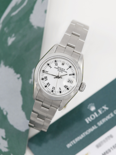 Rolex Oyster Perpetual Lady Date Lady-Oyster Perpetual Datejust 69160 Serviced by Rolex Unworn Since with stickers For Sale Available Purchase Buy Online with Part Exchange or Direct Sale Manchester North West England UK Great Britain Buy Today Free Next Day Delivery Warranty Luxury Watch Watches