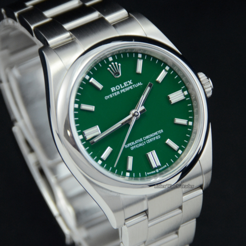 Rolex Oyster Perpetual 36 126000 Green dial For Sale Available Purchase Buy Online with Part Exchange or Direct Sale Manchester North West England UK Great Britain Buy Today Free Next Day Delivery Warranty Luxury Watch Watches