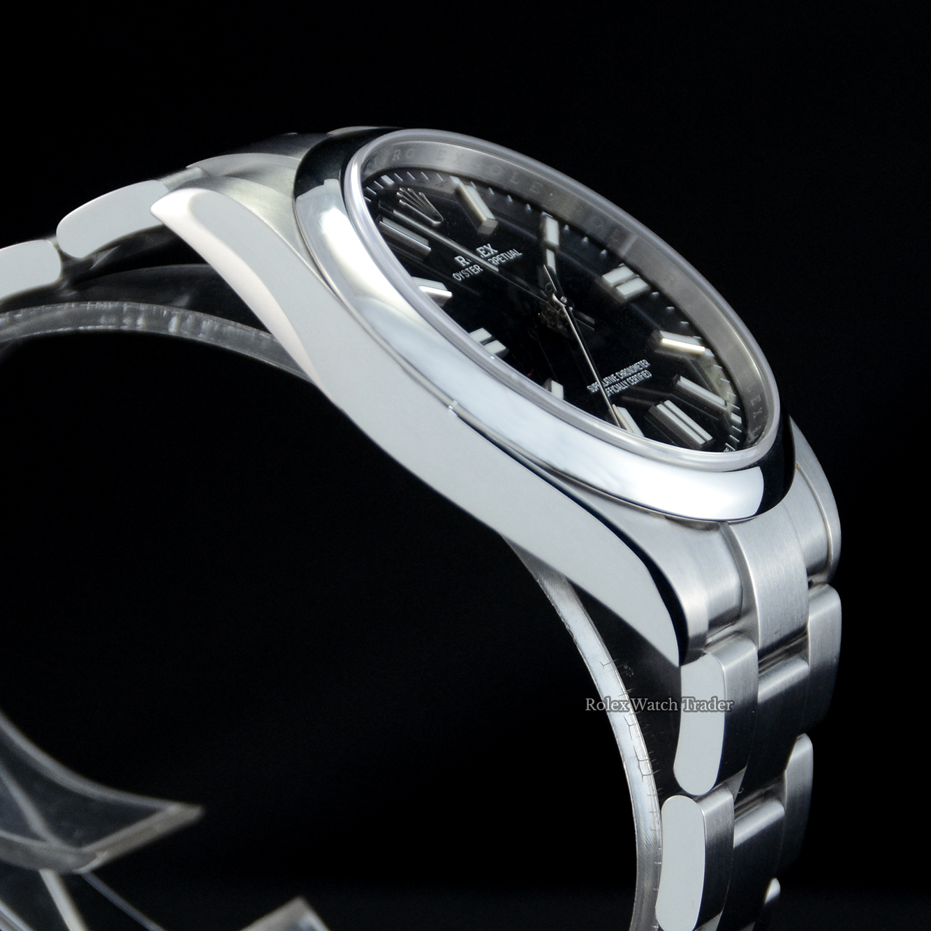 Non-winder case side detail Rolex Oyster Perpetual 41 124300 Black Dial Unworn 2023 For Sale Available Purchase Buy Online with Part Exchange or Direct Sale Manchester North West England UK Great Britain Buy Today Free Next Day Delivery Warranty Luxury Watch Watches