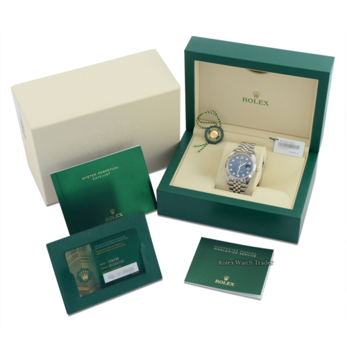 Rolex Datejust 41 126334 UK 11/22 Blue Diamond Dot Dial Complete Set For Sale Available Purchase Buy Online with Part Exchange or Direct Sale Manchester North West England UK Great Britain Buy Today Free Next Day Delivery Warranty Luxury Watch Watches