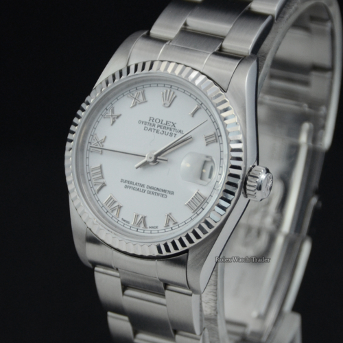 Rolex Datejust 31 78240 White Roman Numeral Dial For Sale Available Purchase Buy Online with Part Exchange or Direct Sale Manchester North West England UK Great Britain Buy Today Free Next Day Delivery Warranty Luxury Watch Watches
