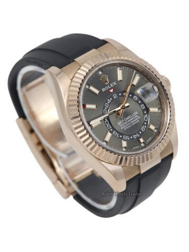 Rolex Sky-Dweller Rose Gold Slate Dial July 2022 Complete Set Immediate Dispatch or Collection For Sale Available Purchase Buy Online with Part Exchange or Direct Sale Manchester North West England UK Great Britain Buy Today Free Next Day Delivery Warranty Luxury Watch Watches