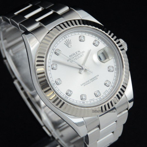 Rolex Datejust II 116334 | 41MM | Silver Diamond Dot Dial | Immediate Dispatch or Collection For Sale Available Purchase Buy Online with Part Exchange or Direct Sale Manchester North West England UK Great Britain Buy Today Free Next Day Delivery Warranty Luxury Watch Watches