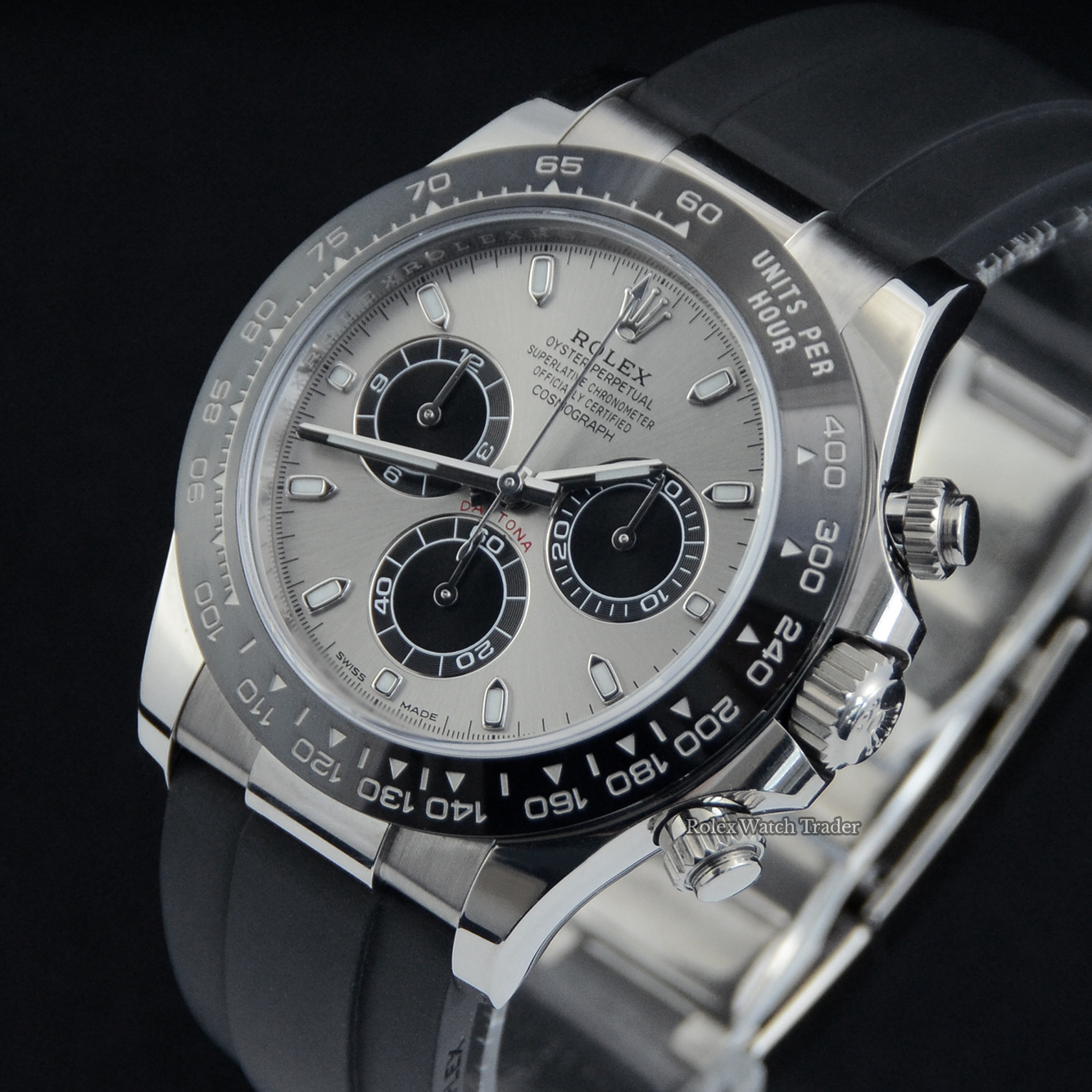 Dial detail, facing left Rolex Daytona 116519LN "Ghost" 2021 | Immediate Dispatch or Collection For Sale Available Purchase Buy Online with Part Exchange or Direct Sale Manchester North West England UK Great Britain Buy Today Free Next Day Delivery Warranty Luxury Watch Watches