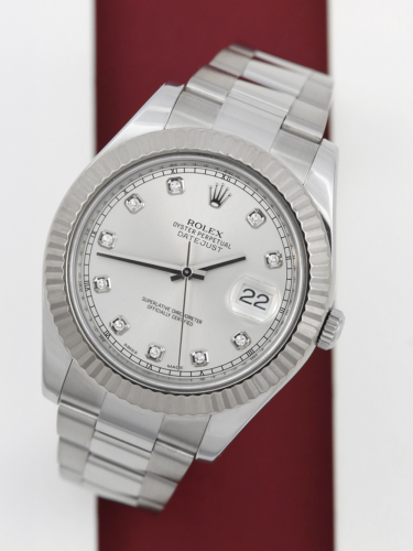 Rolex Datejust II 116334 | 41MM | Silver Diamond Dot Dial | Immediate Dispatch or Collection For Sale Available Purchase Buy Online with Part Exchange or Direct Sale Manchester North West England UK Great Britain Buy Today Free Next Day Delivery Warranty Luxury Watch Watches