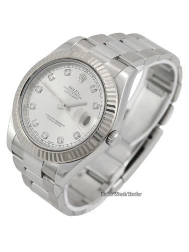 Rolex Datejust II 116334 | 41MM | Silver Diamond Dot Dial | Immediate Dispatch or Collection For Sale Available Purchase Buy Online with Part Exchange or Direct Sale Manchester North West England UK Great Britain Buy Today Free Next Day Delivery Warranty Luxury Watch Watches