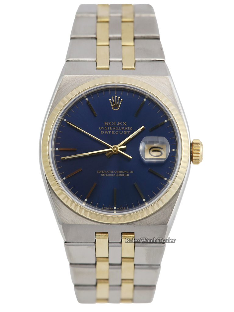 Rolex Datejust Oysterquartz 17013 Blue Dial For Sale Available Purchase Buy Online with Part Exchange or Direct Sale Manchester North West England UK Great Britain Buy Today Free Next Day Delivery Warranty Luxury Watch Watches