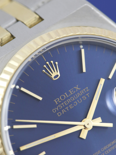 Rolex Datejust Oysterquartz 17013 Blue Dial For Sale Available Purchase Buy Online with Part Exchange or Direct Sale Manchester North West England UK Great Britain Buy Today Free Next Day Delivery Warranty Luxury Watch Watches