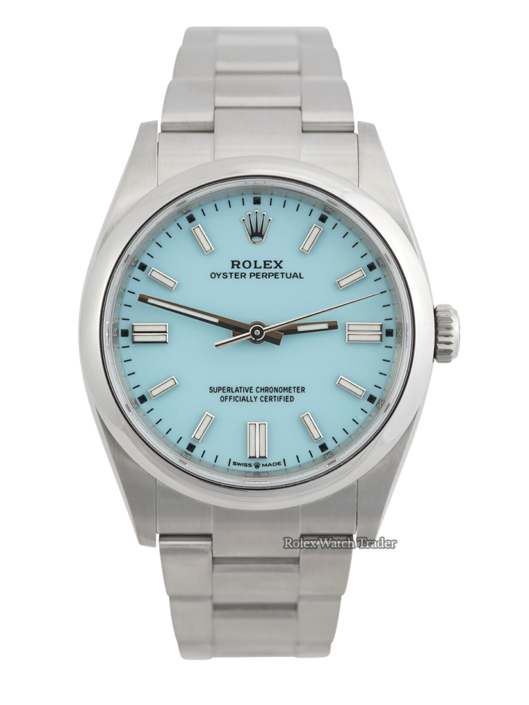 Rolex Oyster Perpetual 36 Certified Tiffany Dial | Apr 2021 Complete Set | Immediate Dispatch/Collection For Sale Available Purchase Buy Online with Part Exchange or Direct Sale Manchester North West England UK Great Britain Buy Today Free Next Day Delivery Warranty Luxury Watch Watches
