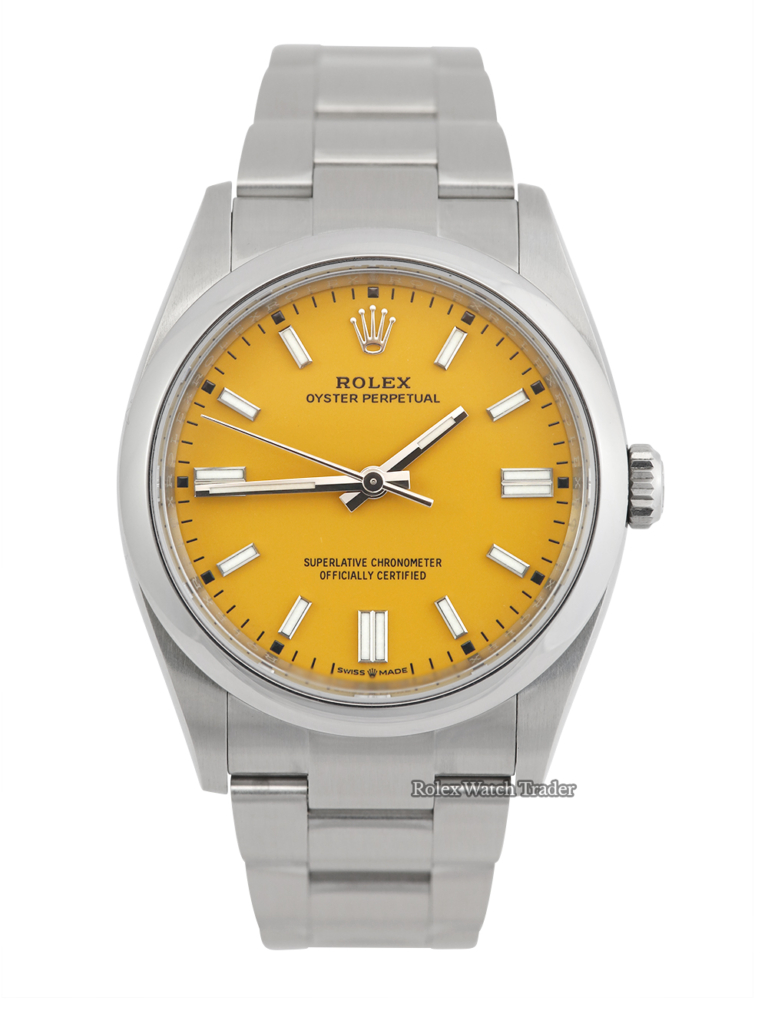 Rolex Oyster Perpetual 36 Certified Yellow Dial | May 2022 Immediate Dispatch/Collection For Sale Available Purchase Buy Online with Part Exchange or Direct Sale Manchester North West England UK Great Britain Buy Today Free Next Day Delivery Warranty Luxury Watch Watches